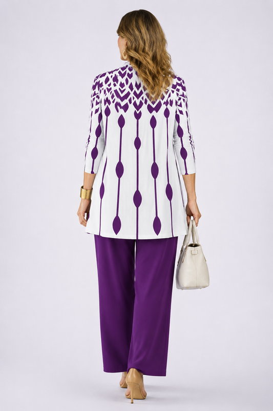 Women's 3 Piece Set UK – Purple & White | The Clarisse | Huna