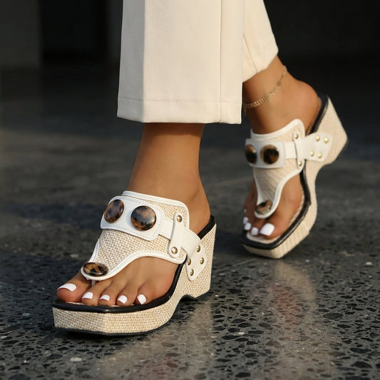 Women's Wedge Sandals – Jute Platform Toe Ring | The Calena | Huna