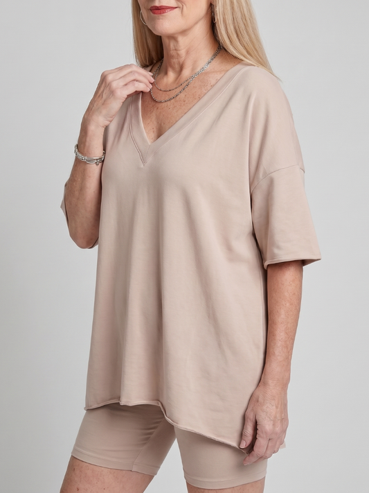 Women's V Neck Top & Shorts Set – Relaxed Co-ord | The Lucinda | Huna