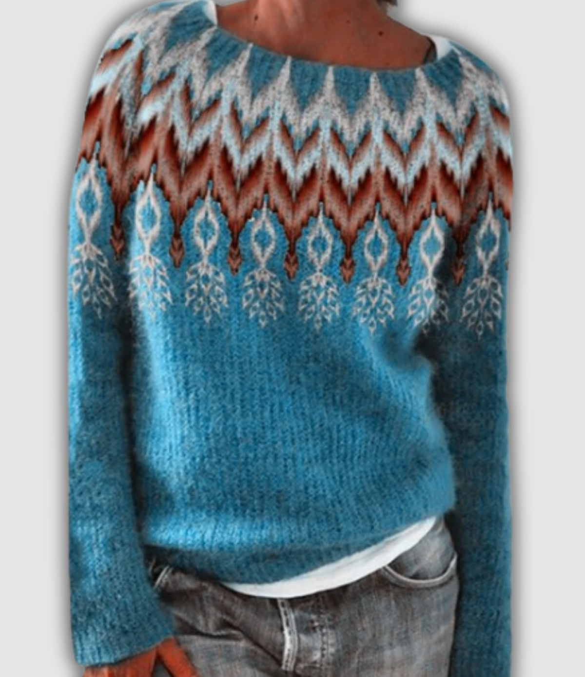 Women's Retro Nordic Pattern Sweater UK – Multicolor Knit | The Ingrid | Huna