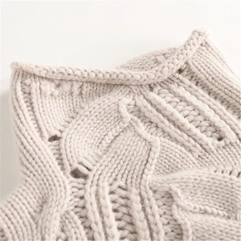 Women's Cable Knit Sweater UK – Turtleneck Pointelle Detail | The Elowen | Huna