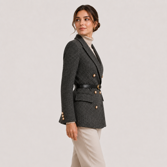 Women's Belted Blazer Timeless Tailored Business Casual Outerwear 1