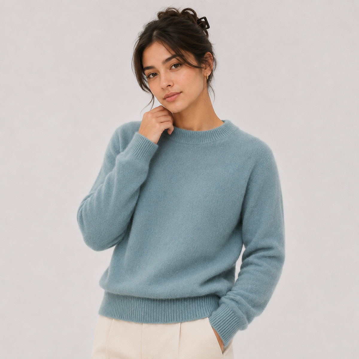 Women's Classic Cashmere-Feel Sweater UK – Lightweight Warm Knitwear | The Delyth | Huna