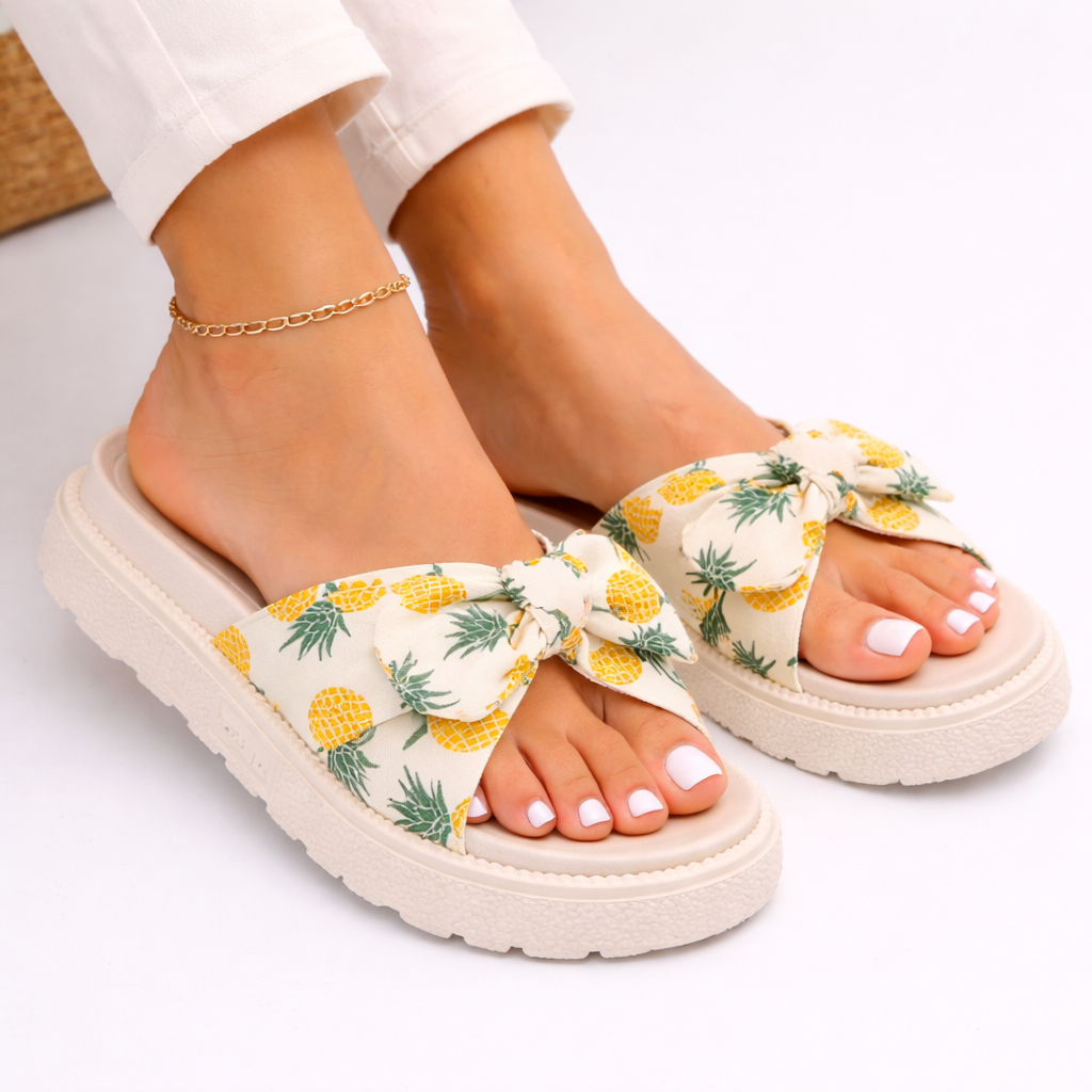 Women’s Flat Sandals Beige Woven Material