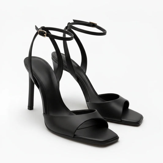 Women’s High Heel Sandals Square Toe Ankle Strap