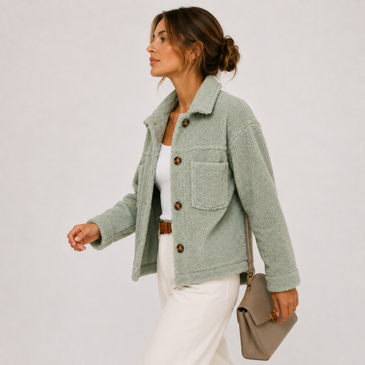 Women's Plush Sherpa Jacket Cozy Lightweight Casual Shacket 1