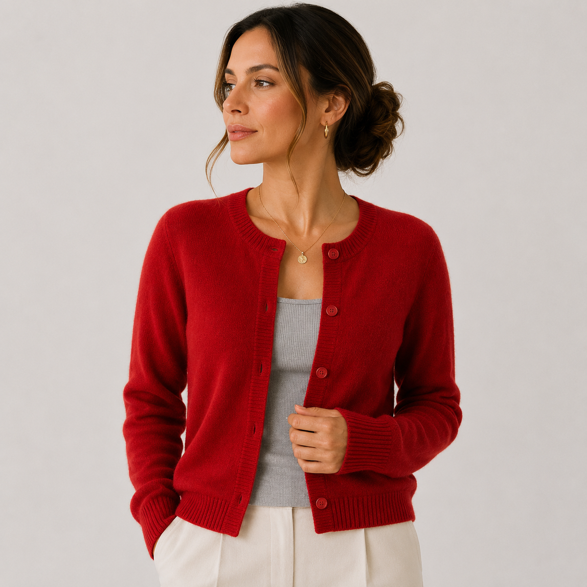 Women's Soft Knit Cardigan UK – Classic Button Front | The Bryony | Huna
