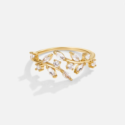 The Vine – Women's 18K Gold Crystal Ring | Huna Signatures