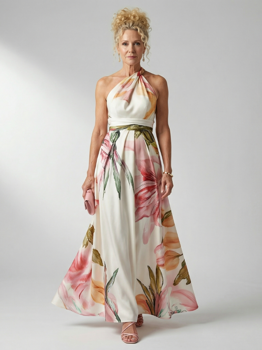 Amiel – Women's Floral Halter Maxi Dress | Huna