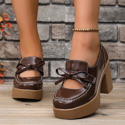 Women's Platform Block Heels – Bow Detail | The Blair | Huna