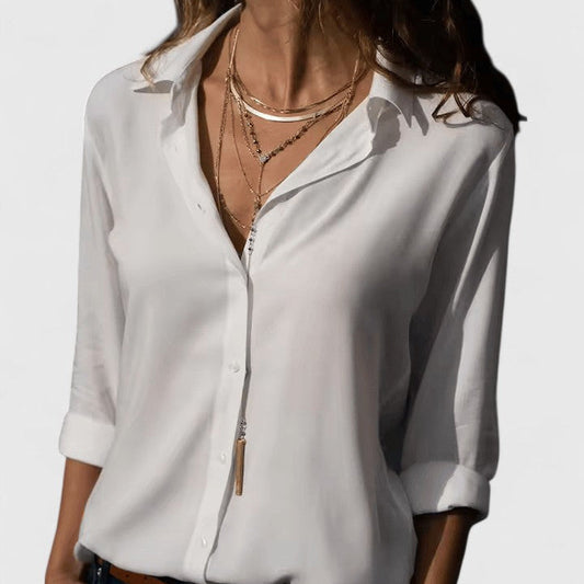 Women's Cardigan Blouse UK – Lightweight Chiffon V-Neck | The Odalys | Huna