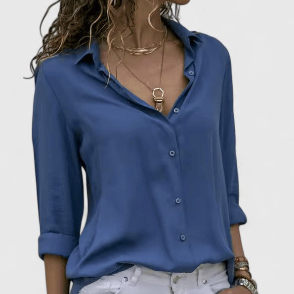 Women's Cardigan Blouse UK – Lightweight Chiffon V-Neck | The Odalys | Huna