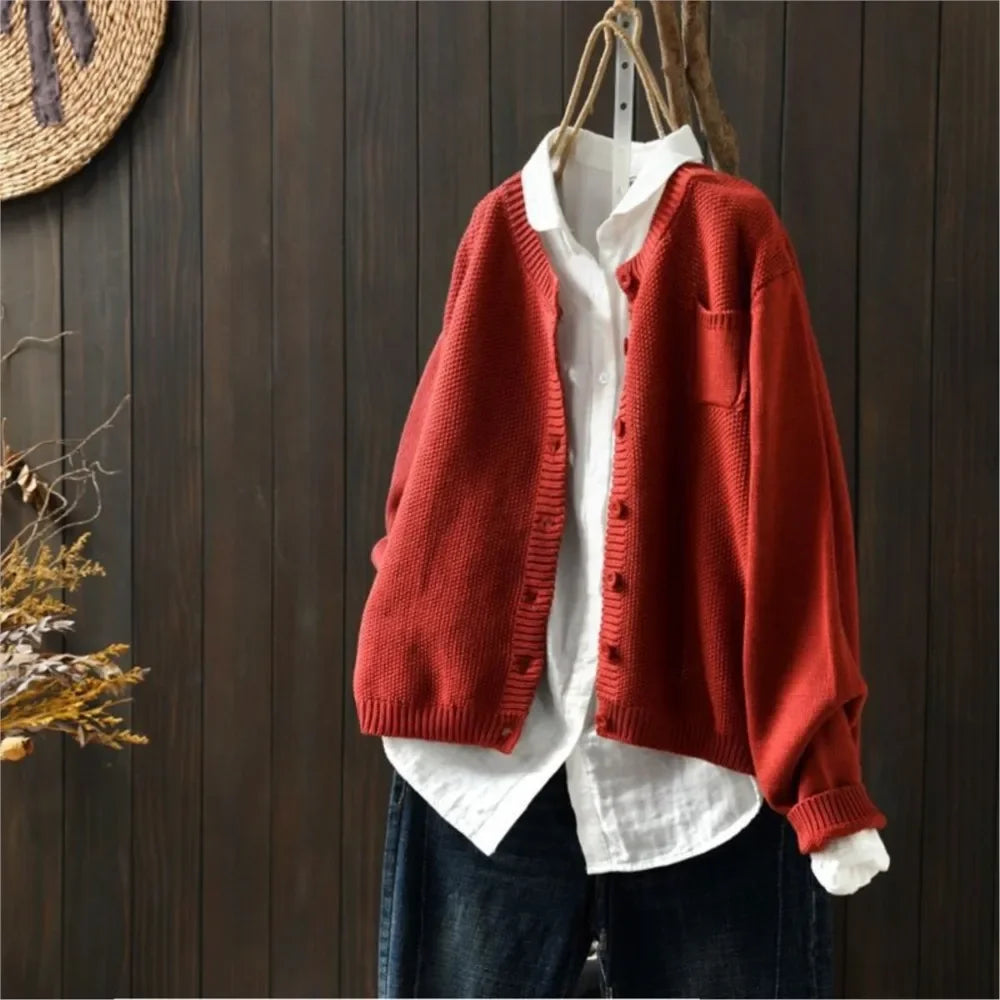Women's Cardigan UK – Solid Color Medium-Weight | The Marivelle | Huna