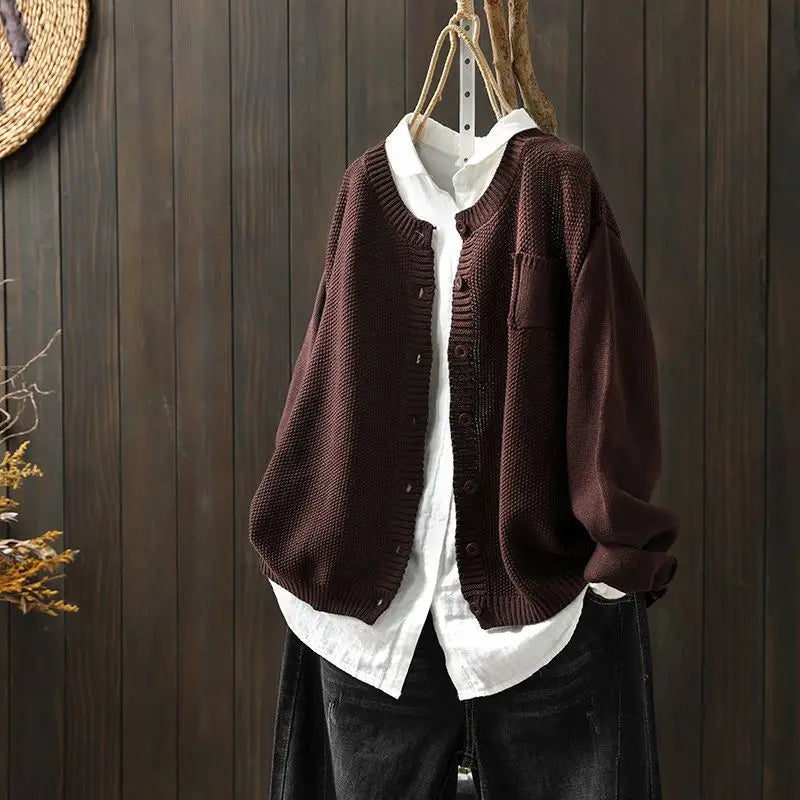 Women's Cardigan UK – Solid Color Medium-Weight | The Marivelle | Huna