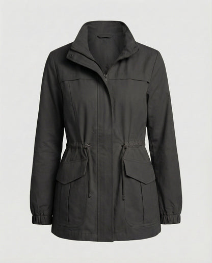 Women's Utility Jacket UK – Drawstring Waist Flap Pockets | The Sunniva | Huna
