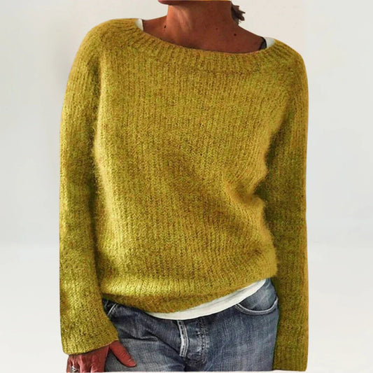 Women's Cozy Sweater UK – Yellow Knit Relaxed Fit | The Solaine | Huna