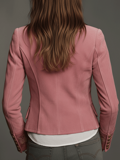 Women's Suede Jacket UK – Double-Breasted Embroidered | The Vivienne | Huna