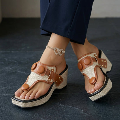 Women's Wedge Sandals – Jute Platform Toe Ring | The Calena | Huna