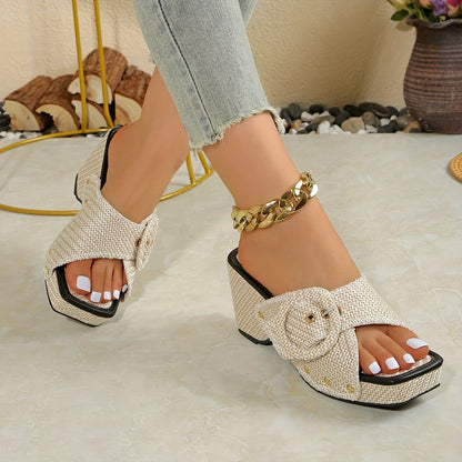 Women's Wedge Sandals – Woven Buckle Platform | The Elisa | Huna