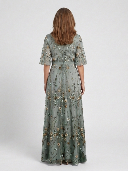 Evadne – Women's Floral V-Neck Maxi Dress – Huna