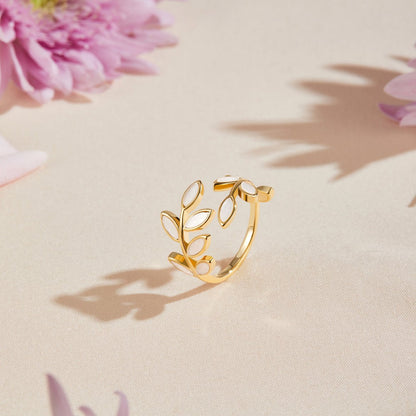 The Leaf – Women's Gold Leaf Ring | Huna Signatures