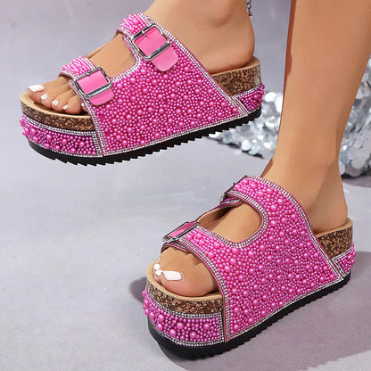 Women's Pearl Embellished Sandals – Statement | The Isabelle | Huna