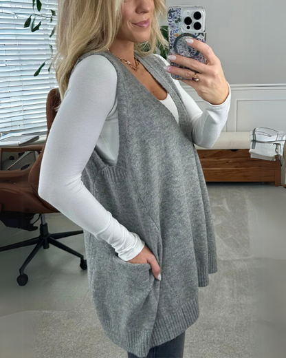 Women's Knit Vest UK – Neutral Sleeveless Layering | The Josephine | Huna
