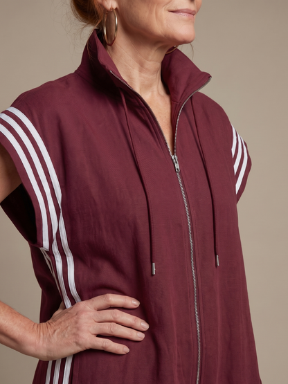 Women's Wide Leg Jumpsuit – Zip Front Stripe Panel | The Lark | Huna