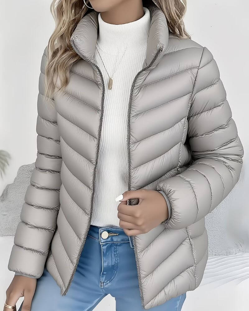 Women's Puffer Jacket UK – Lightweight Stand Collar Zip | The Halona | Huna