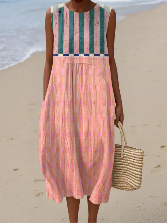 The Lily – Women's Striped Pastel Midi Dress | Huna