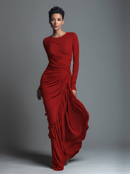 The Noelle – Women's Jersey Knit Long Sleeve Maxi Dress | Huna