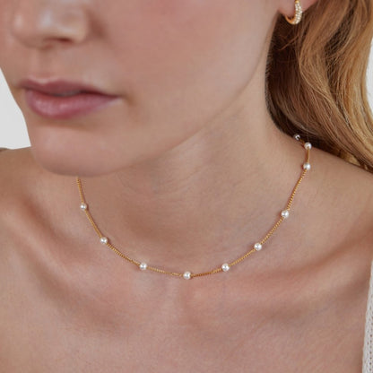 The Nura – Women's Pearl 18K Gold Necklace | Huna Signatures