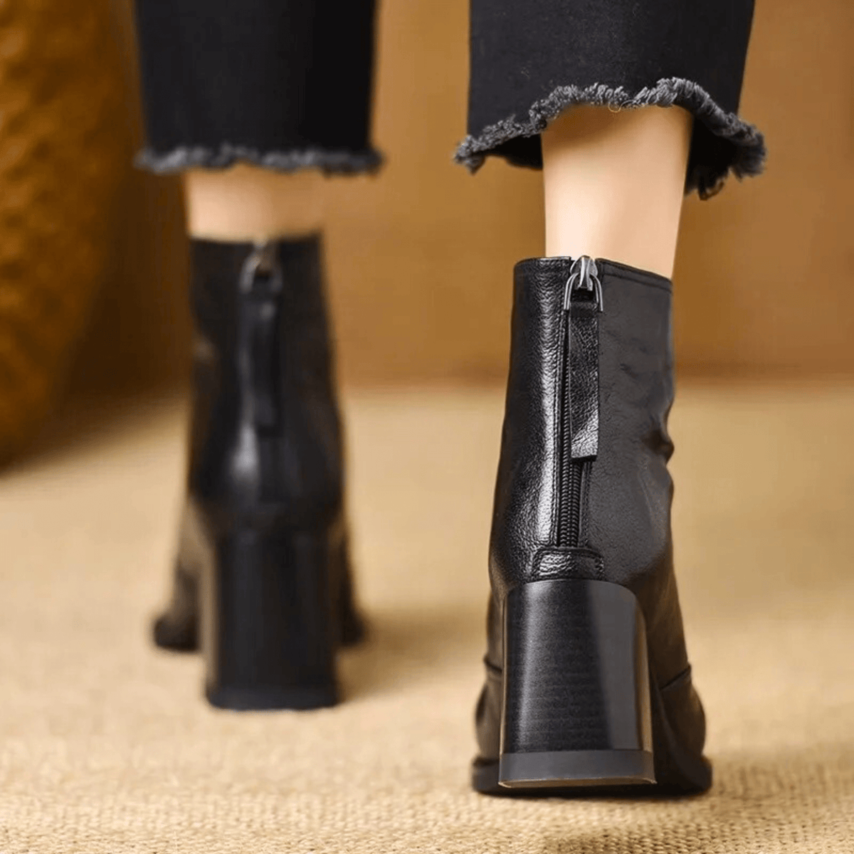 Women's Leather Block Heel Ankle Boots – The Ovelle | Huna