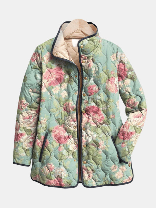 Women's Retro Floral Quilted Jacket UK – Year-Round Comfort | The Philomena | Huna