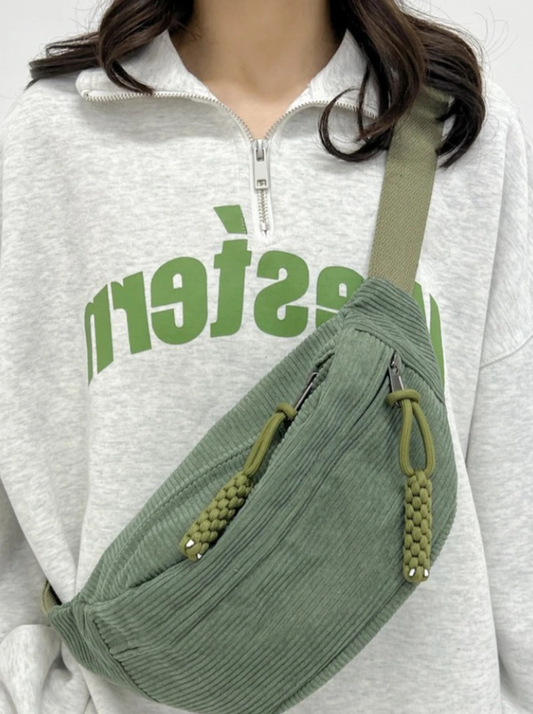 Women's Corduroy Crossbody Bag UK – Sage Green Bum Bag | The Fionnuala | Huna