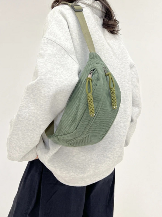 Women's Corduroy Crossbody Bag UK – Sage Green Bum Bag | The Fionnuala | Huna