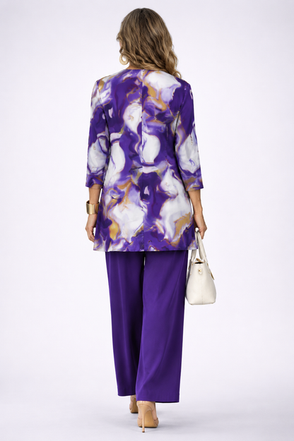 Women's 3 Piece Set UK – Purple & White | The Sara | Huna