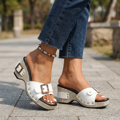 Women's Wedge Sandals – Tortoiseshell Buckle | The Solana | Huna