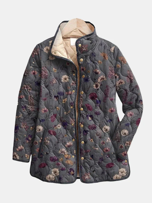 Women's Vintage Floral Quilted Jacket UK – Hip-Length Spring Fall | The Perdita | Huna