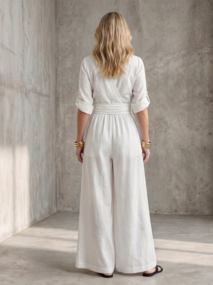 Women's Wide Leg Jumpsuit – Cross Front | The Wanda | Huna