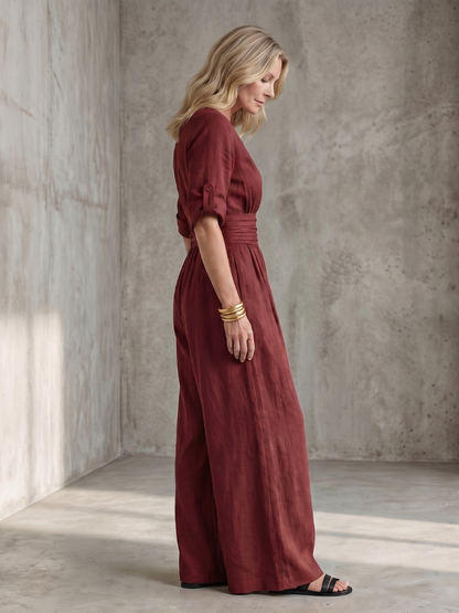 Women's Wide Leg Jumpsuit – Cross Front | The Wanda | Huna