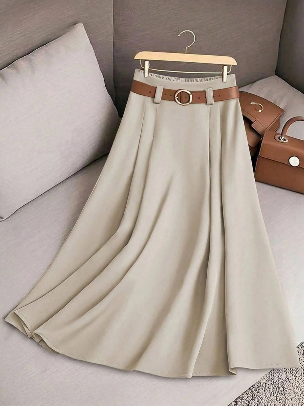 Women's A-Line Skirt UK – High Waist Cotton Blend | The Rosemary | Huna