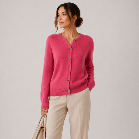 Women's Cashmere-Feel Cardigan UK – Soft Button Front Knit | The Elspeth | Huna