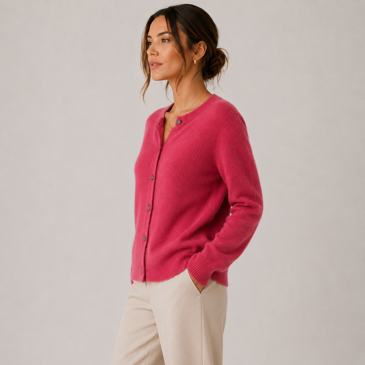 Women's Cashmere-Feel Cardigan UK – Soft Button Front Knit | The Elspeth | Huna