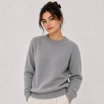 Women's Classic Cashmere-Feel Sweater UK – Lightweight Warm Knitwear | The Delyth | Huna