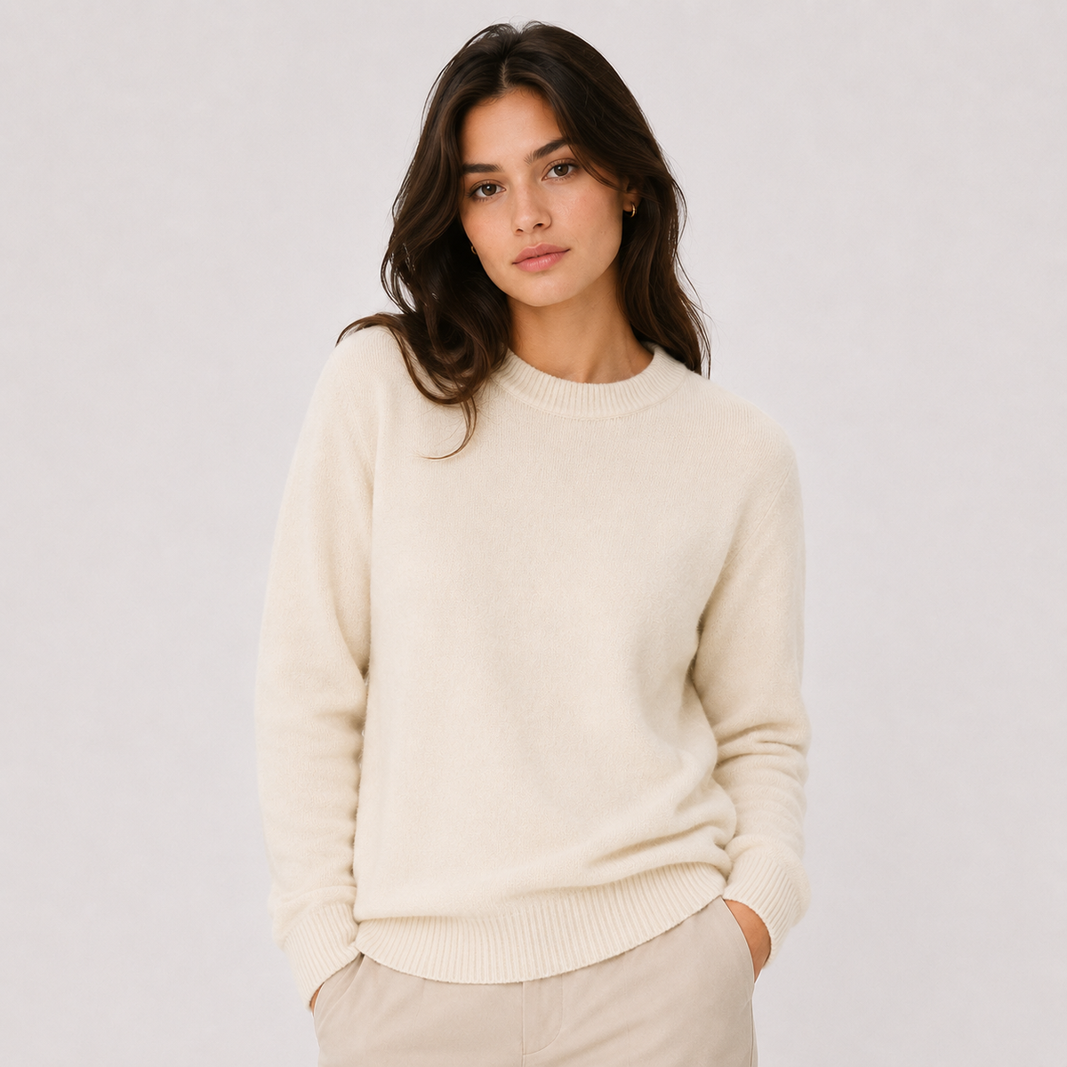 Women's Classic Cashmere-Feel Sweater UK – Lightweight Warm Knitwear | The Delyth | Huna