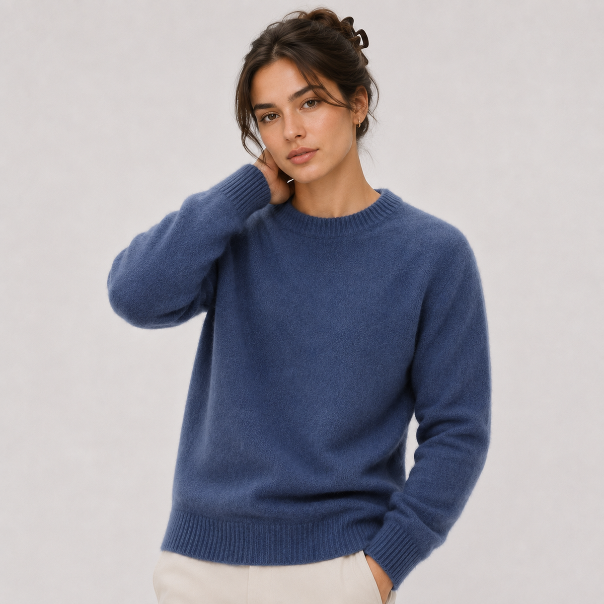 Women's Classic Cashmere-Feel Sweater UK – Lightweight Warm Knitwear | The Delyth | Huna