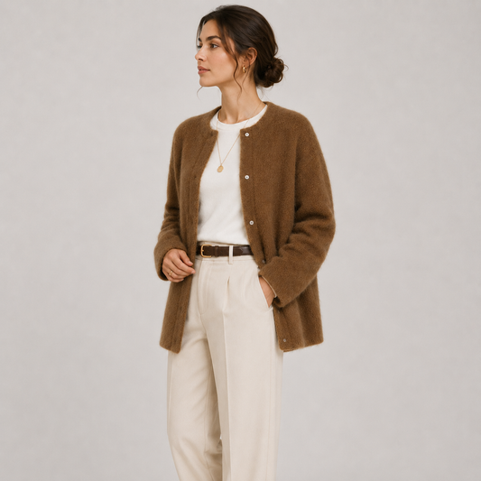 Women's Classic Knit Cardigan UK – Refined Warm Heritage Style | The Undine | Huna
