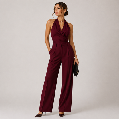 Women's Halter Neck Jumpsuit Wide Leg Evening Wear 6