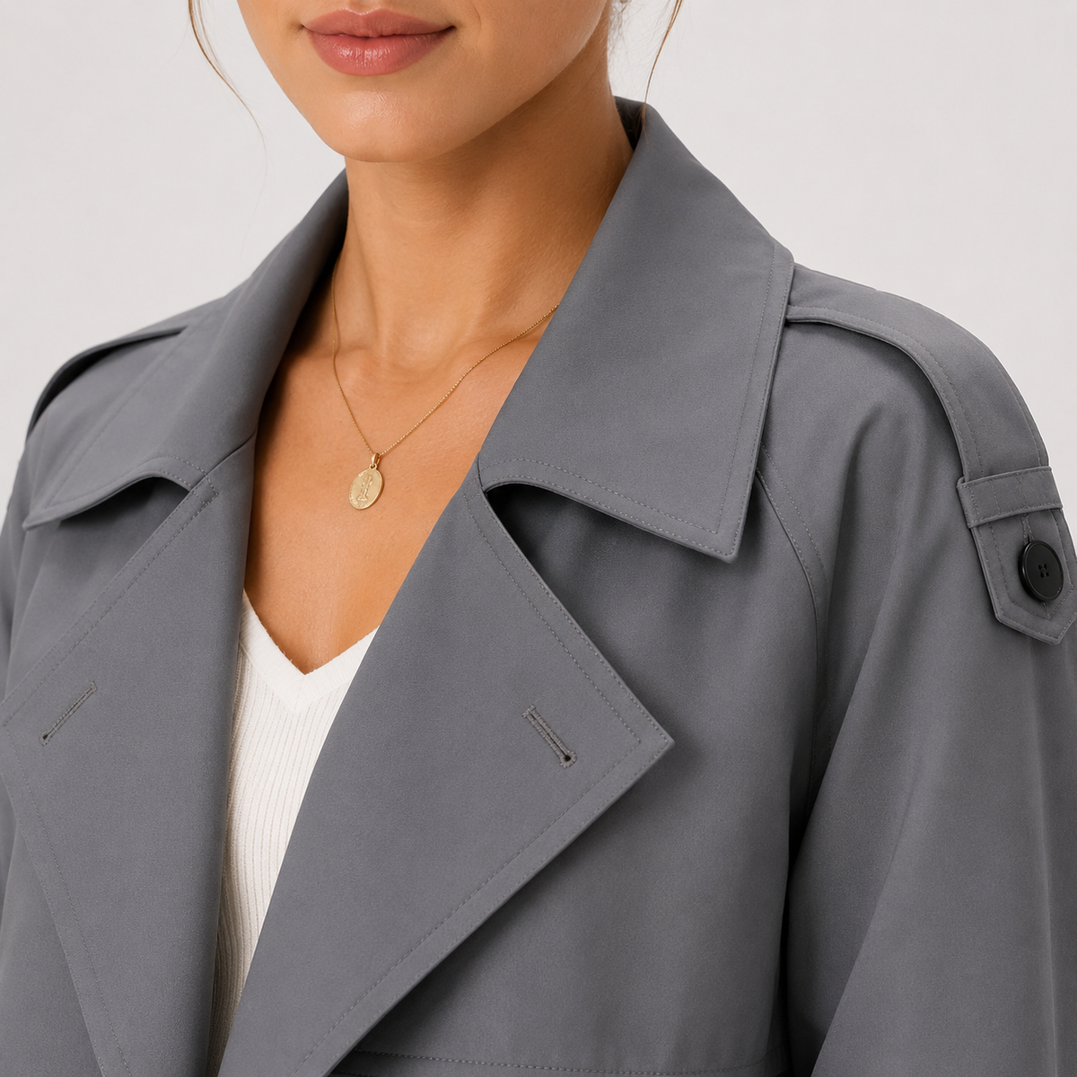 Women's Long Trench Coat UK – Double Breasted Belted Classic | The Quenby | Huna